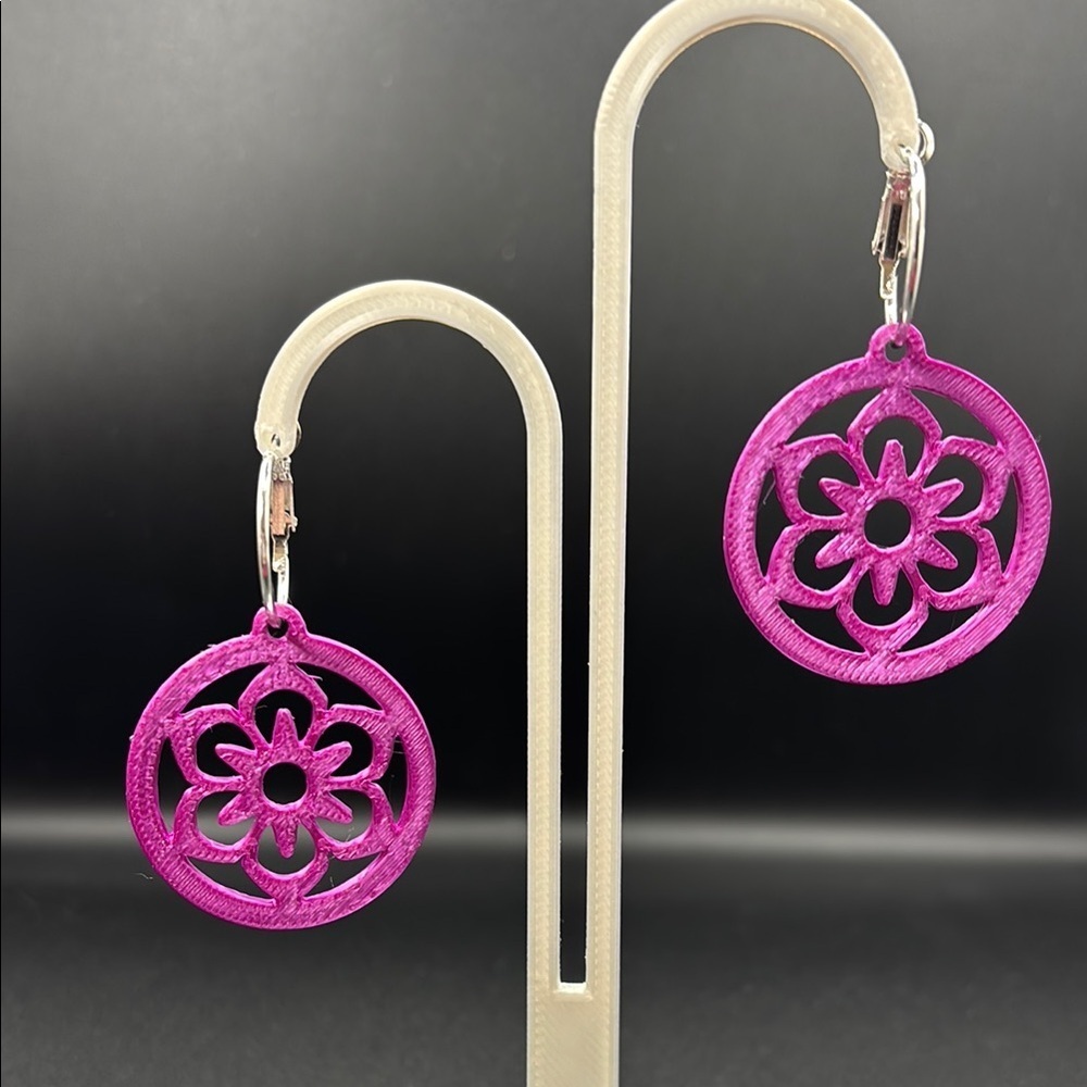 Pink Hoop Floral Earrings